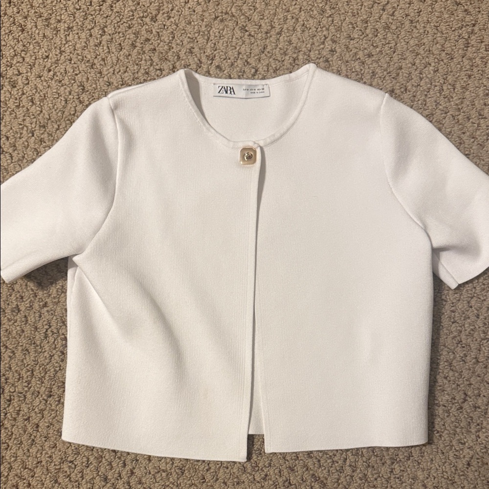 Zara Cream Short Sleeve Blazer